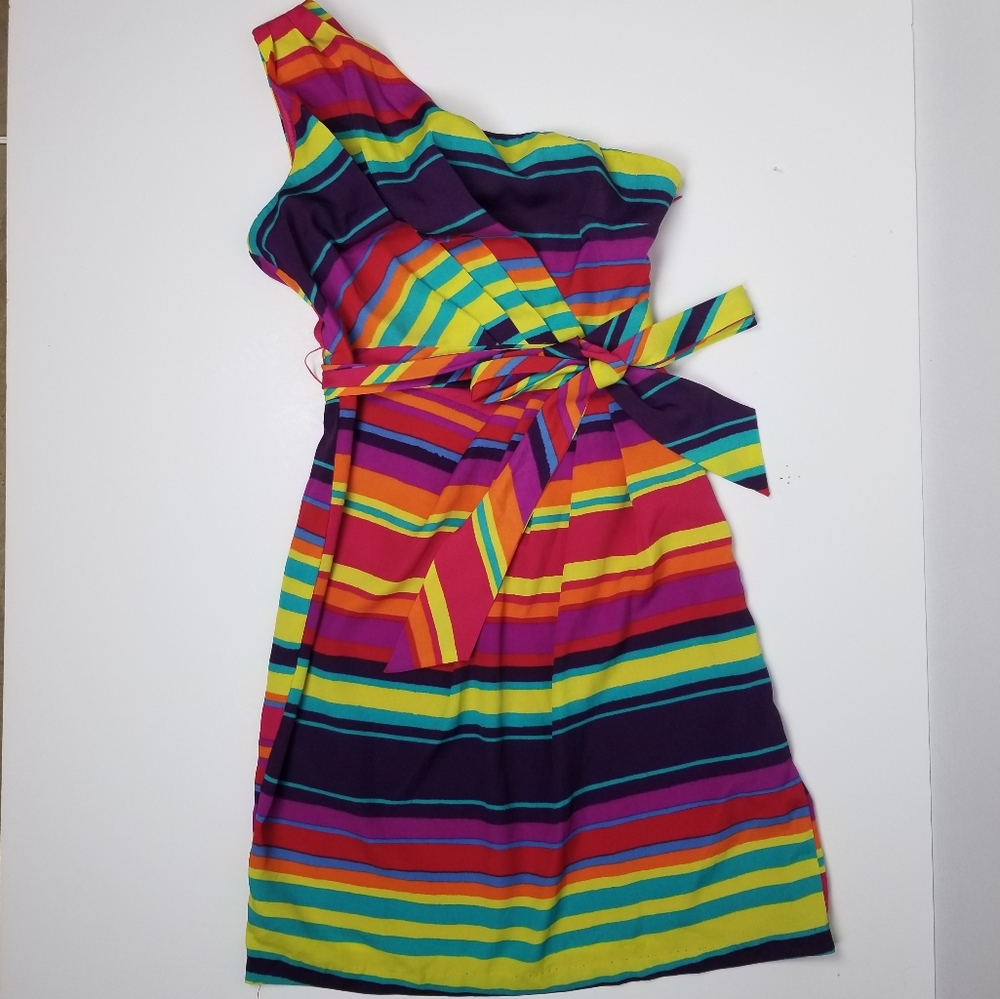 Maurices One-Shoulder Stripe Dress in Multicolor
